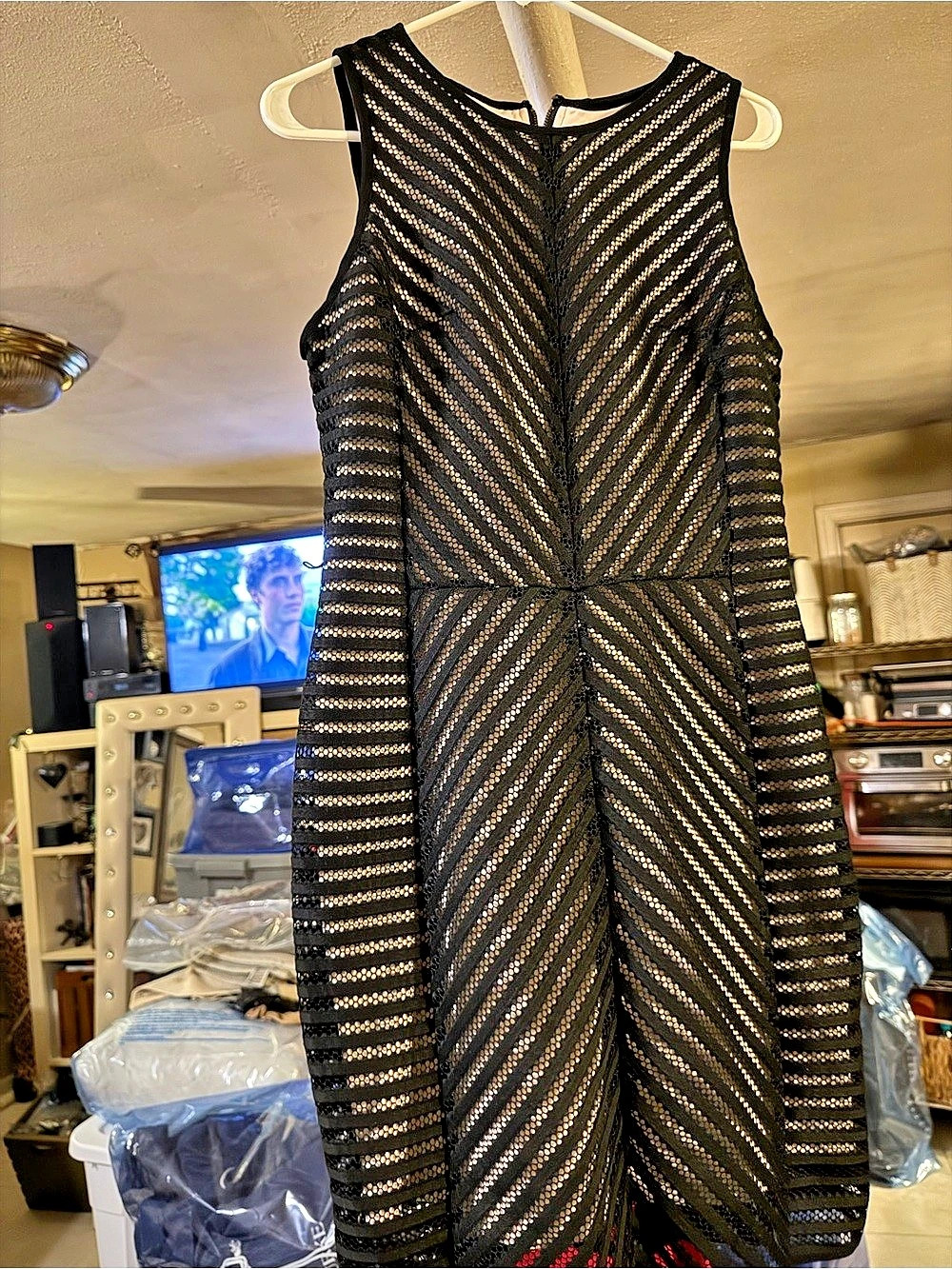 Black perforated mesh Mini Dress Like New